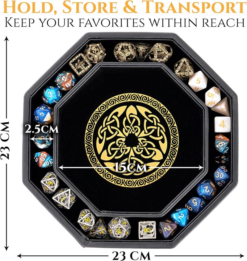 Soar Forge Dice Tray for DND and RPG - Beautiful Gold Valknut and Dragon 9 Inch Rolling Tray Compatible with Dungeons and Dragons and Tabletop RPGs - Box Storage to Protect Dice - Image 4